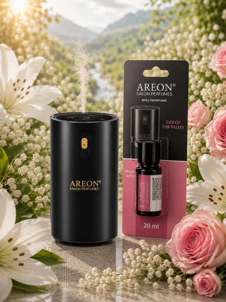 Areon Aromatik Difüzör Siyah (Klasik Metal) + Lily Of The Valley ürün görseli 1