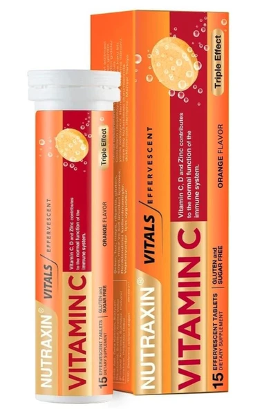 Nutraxin Vitamin C-D-Zinc 15 Efervesan Tablet ürün görseli 1