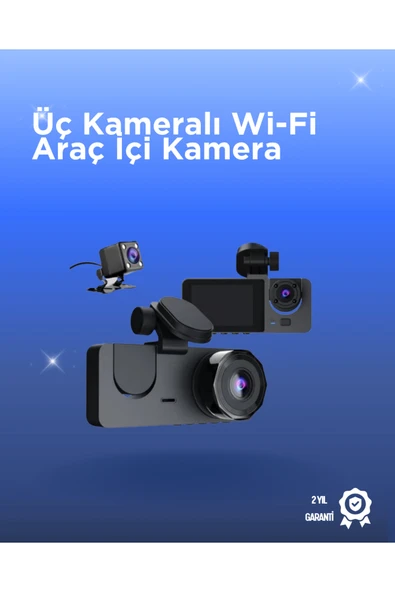 Gelişmiş G-Sensörlü Üçlü Araç Kamerası  5” LCD Ekran ve Hareket Algılama ürün görseli 1