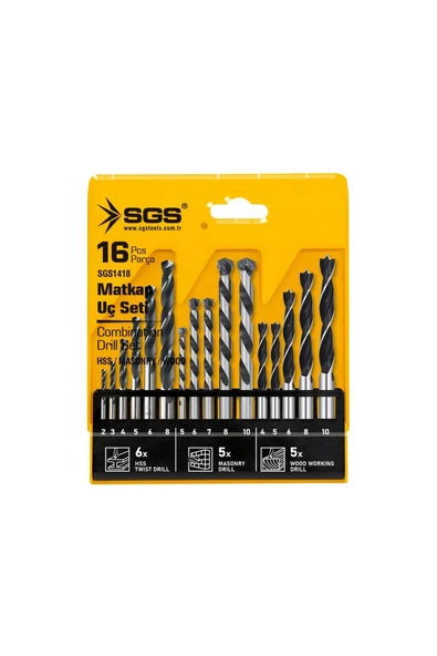 SGS1418 16 PARÇA AHŞAP/METAL/BETON MATKAP UCU SETİ ürün görseli 1