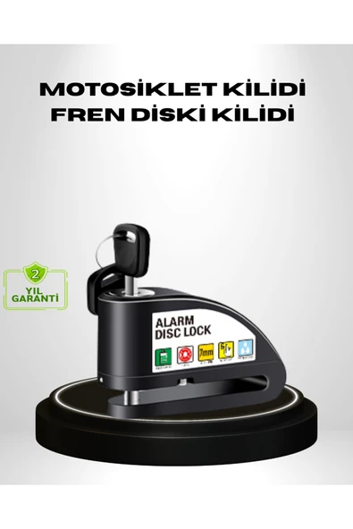 Titreşim Sensörlü Alarmlı Motosiklet Disk Kilidi 14mm Çelik Çift Kilitleme ürün görseli 1