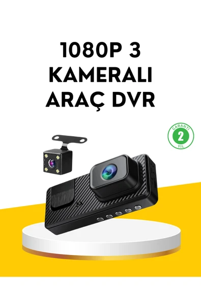 3 Kameralı Araç İçi DVR Kayıt Cihazı  Ön İç Arka Kamera Full HD ürün görseli 1