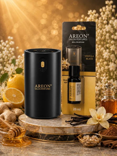 Areon Aromatik Difüzör Siyah (Klasik Metal) + Vanilla Black ürün görseli 1