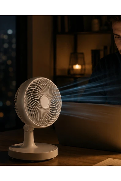 Masaüstü Mini Fan Sessiz Çalışan 2 Hızlı Otomatik Salınımlı Fan ürün görseli 1
