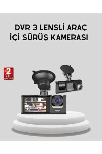 Full Hd Üç Kameralı Araç Kamerası 170 Geniş Açılı Ve Park Destekli ürün görseli 1