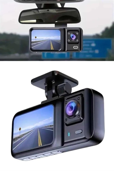 1080p Sürüş Kaydedici 2 İnç Araç Araba Ön İç Arka DVR IPS Ekran ürün görseli 1
