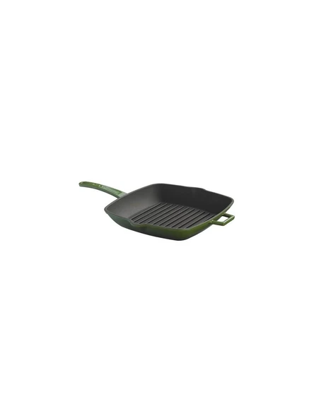 Lava Döküm Kare Izgara Tava Döküm Demir Metal Saplı 26x26 Yeşil ürün görseli 1