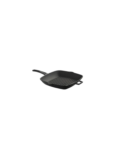 Lava Döküm Kare Izgara Tava Döküm Demir Metal Saplı 26x26 Siyah ürün görseli 1