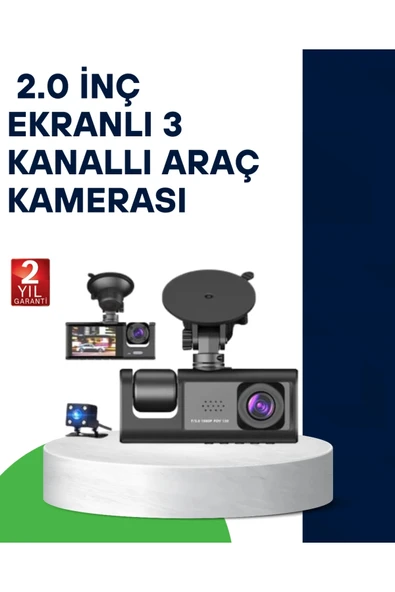 Üç Kameralı Araç Kamerası Full HD Gece Görüş  G-Sensör ürün görseli 1