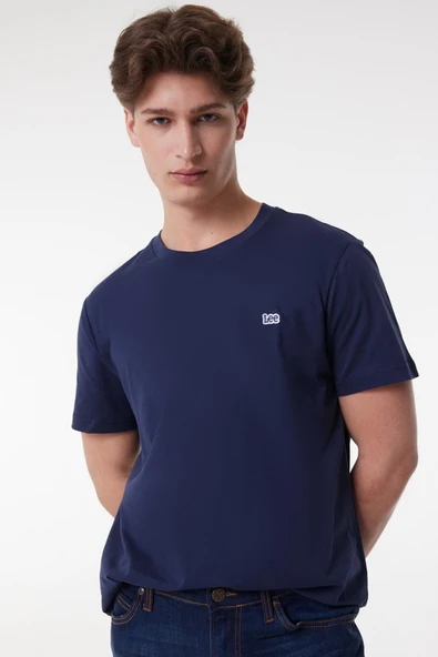 Regular Fit Normal Kesim Bisiklet Yaka Pamuklu Lacivert T-Shirt Lee ürün görseli 1
