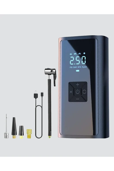 Kablosuz Dijital Lastik Şişirme Pompası LED Işıklı 80W ürün görseli 1