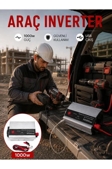 Araçtan Elektrik Kullanımı Sağlayan 1000W Akü İnvertör - ürün görseli 1