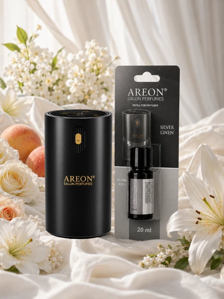 Areon Aromatik Difüzör Siyah (Klasik Metal) + Silver Linen ürün görseli 1