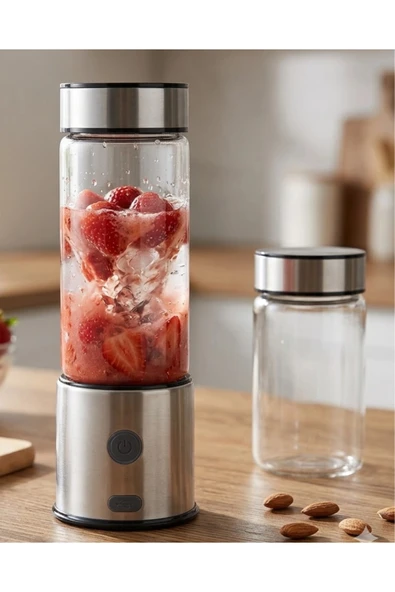 Usb Type C Şarjlı Cam Blender 6 Bıçaklı Smoothie Ve Shake Blender ürün görseli 1