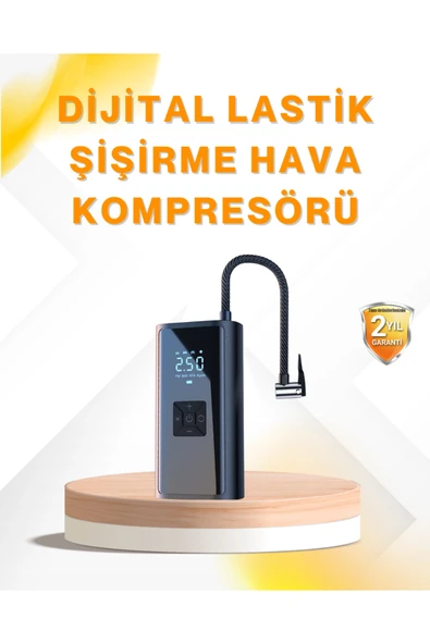 LED Fenerli ve SOS Işıklı Çok Fonksiyonlu Hava Kompresörü ürün görseli 1