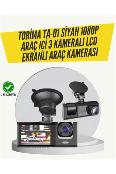 TA-01 3 Kameralı 1080P Araç Kamerası Siyah ürün görseli 1
