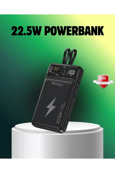 Powerbank Dahili Ekranlı 10000 mAh Çift Kablolu ürün görseli 1