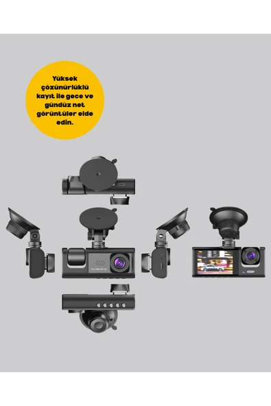 Full HD Araç Kamerası  Çift Yönlü Kayıt ve Darbe Sensörü - Resim 4