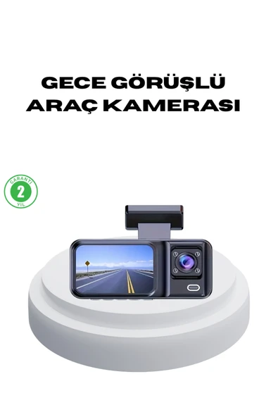 170 Geniş Açılı 3 Kameralı Araç İçi Kayıt Cihazı Gece Görüşlü ürün görseli 1