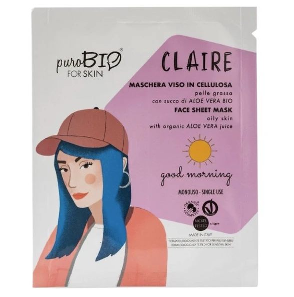 PuroBio Face Sheet Mask For Oily Skin Claire Good Morning ürün görseli 1