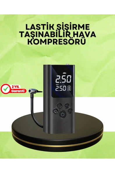 USB Şarjlı Taşınabilir Hava Kompresörü Dijital Ekranlı ürün görseli 1