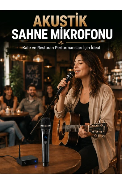 Çift Kablosuz El Mikrofonu Net Ses Kalitesi ve Dijital Gösterge ürün görseli 1