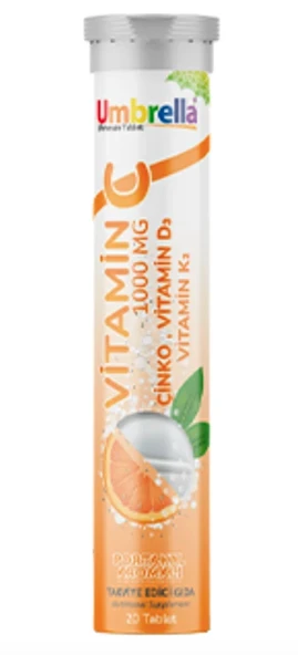 Umbrella Vitaminc 1000 mg 20 Efervesan Tablet ürün görseli 1