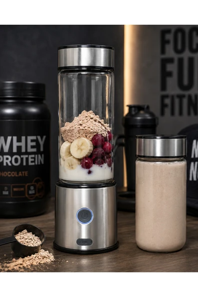 Çift Hazneli Cam Blender USB Şarjlı Smoothie ve Buz Kırıcı Blender ürün görseli 1