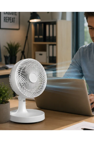 Kompakt Mini Fan Otomatik Salınımlı Sessiz Masaüstü Vantilatör ürün görseli 1