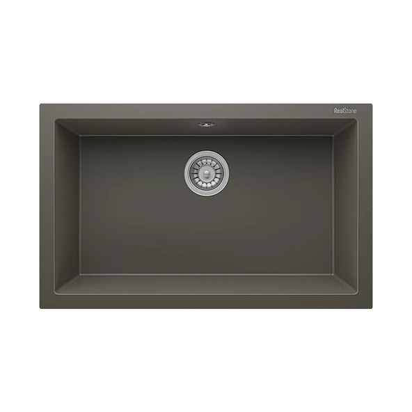 RealStone Gordion 77 K013 Granit Evye 770x475 mm Tek Göz Mutfak Evyesi - Realstone K013 Gordion 77 Gri ürün görseli 1
