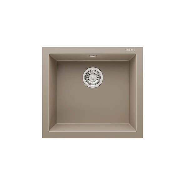 RealStone Gordion 52 K05 Granit Evye 520x470 mm Tek Göz Mutfak Evyesi - RealStone K005 Gordion 52 Cappuccino ürün görseli 1