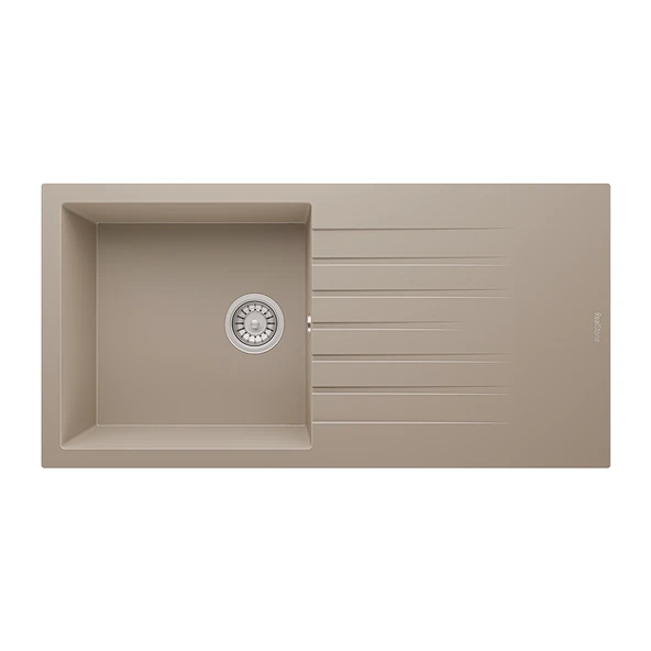RealStone Laodikya 100 XL P015 Granit Evye 1000x500 mm Tek Göz Damlalıklı Mutfak Evyesi - RealStone P015 Laodikya 100 XL Cappuccino ürün görseli 1