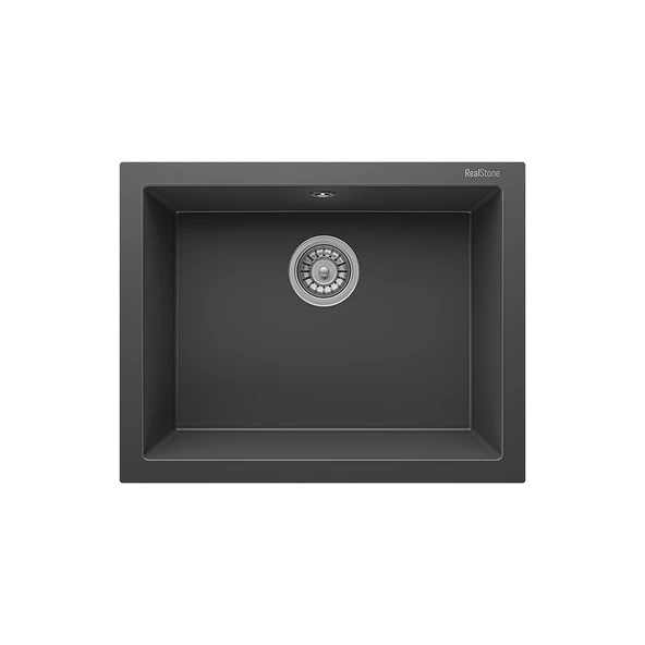 RealStone Gordion 60 K012 Granit Evye 600x500 mm Tek Göz Mutfak Evyesi - Realstone K012 Gordion 60 Antrasit ürün görseli 1