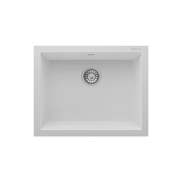 RealStone Gordion 60 K012 Granit Evye 600x500 mm Tek Göz Mutfak Evyesi - Realstone K012 Gordion 60 Beyaz ürün görseli 1