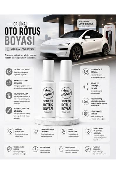 TESLA JUNiPER BEYAZ - Çizik Taş İzi Giderici Pm00 Sedefli Beyaz Uyumlu Kendin Yap Fırçalı Rötüş Boyası 20+20ml. ürün görseli 1