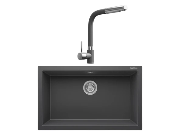Realstone Gordion 77 & Sümela Spiralli Batarya Premium Mutfak Seti - Antrasit ürün görseli 1