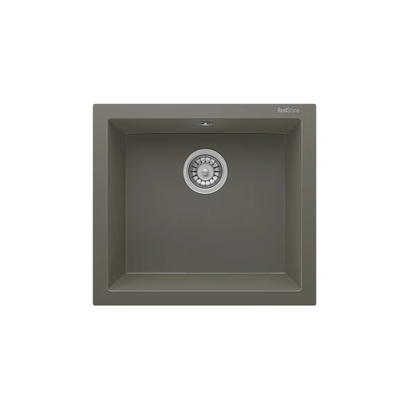 RealStone Gordion 52 K05 Granit Evye 520x470 mm Tek Göz Mutfak Evyesi - RealStone K005 Gordion 52 Gri ürün görseli 1