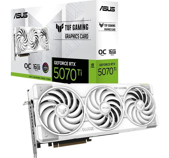 ASUS TUF-RTX5070TI-O16G-WHITE-GAMING-NVIDIA-GEFORCE-RTX 5070 TI-16GB GDDR7-256BIT--OC-2XHDMI-3XDP-RGB-DLSS4 Ekran Kartı ürün görseli 1