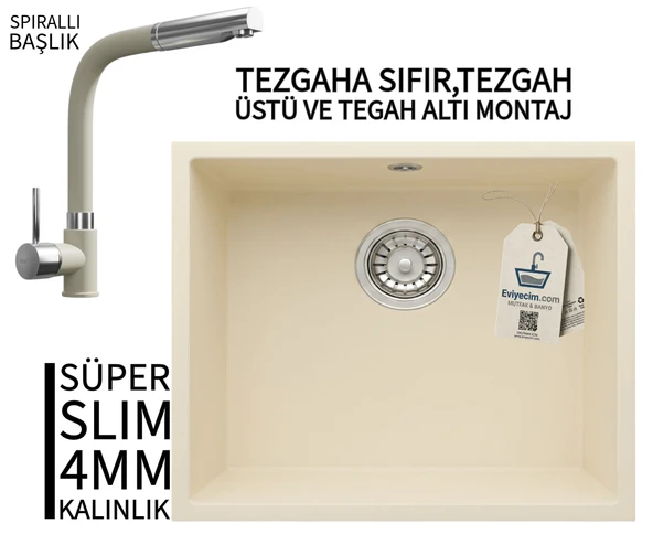 RealStone Steep 50 Krem Granit Evye & Sümela Krem Uyumlu Batarya Seti ürün görseli 1