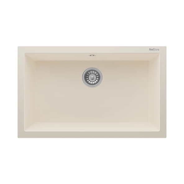 RealStone K003 Didyma 77 Granit Evye 770x530 mm Tek Göz Mutfak Evyesi - RealStone K003 Didyma 77 Krem ürün görseli 1