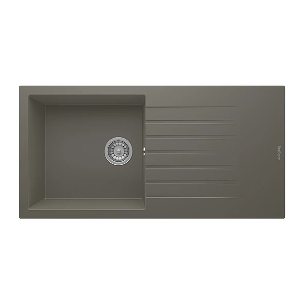 RealStone Laodikya 100 XL P015 Granit Evye 1000x500 mm Tek Göz Damlalıklı Mutfak Evyesi - RealStone P015 Laodikya 100 XL Gri ürün görseli 1