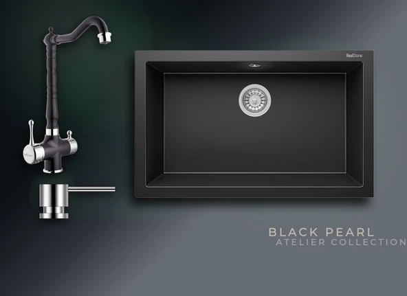 RealStone Black Pearl Gordion 77 K013 770x475 mm Granit Evye & Ares Batarya Seti ürün görseli 1