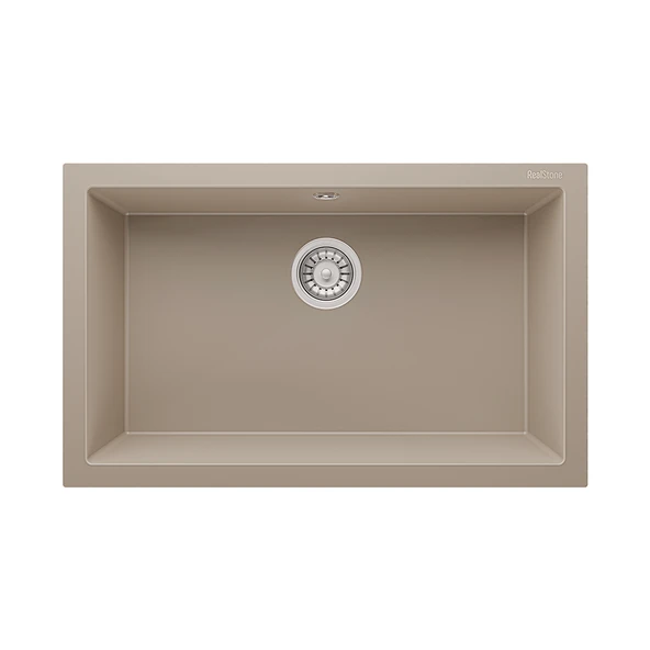 RealStone Gordion 77 K013 Granit Evye 770x475 mm Tek Göz Mutfak Evyesi - RealStone K013 Gordion 77 Cappuccino ürün görseli 1