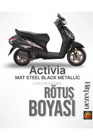 HONDA Activa Motorsiklet Mat Steel Black Metalik - Çizik giderici Rötuş Boyası 30ml. Fırçalı şişe ürün görseli 1
