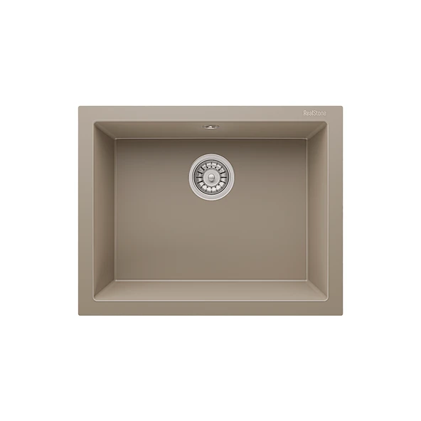 RealStone Gordion 60 K012 Granit Evye 600x500 mm Tek Göz Mutfak Evyesi - Realstone K012 Gordion 60 Cappuccino ürün görseli 1