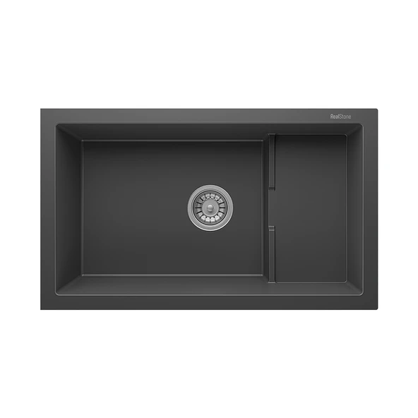 RealStone Patara P017 Granit Evye 770x460 mm Tek Göz Mutfak Evyesi - RealStone P017 Patara Antrasit ürün görseli 1