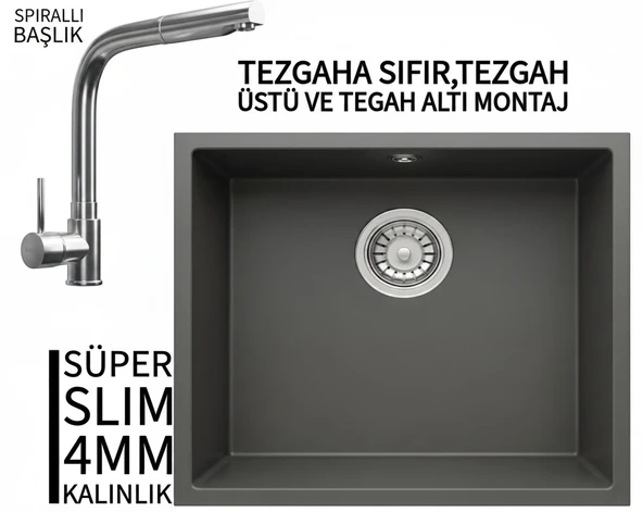RealStone Steep 50 Antrasit Granit Evye & Abant Antrasit Uyumlu Batarya Seti ürün görseli 1