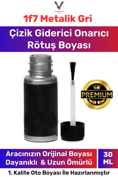 Premium Otomobil Çizik Taş İzi Giderici Kapatıcı 1f7 Metalik Gri Uyumlu Kendin Yap Rötüş Boyası 20ml ürün görseli 1