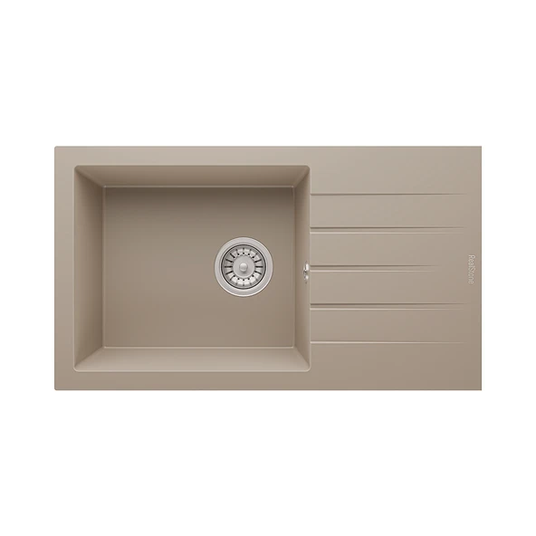 RealStone Assos 76 Xl P010 Granit Evye 760x435 mm Tek Göz Damlalıklı Mutfak Evyesi - RealStone P010 Assos 76 XL Cappuccino ürün görseli 1