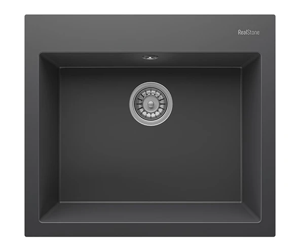 RealStone Didyma 60 K002 Granit Evye 600x530 mm Tek Göz Mutfak Evyesi - RealStone K002 Didyma 60 Antrasit ürün görseli 1